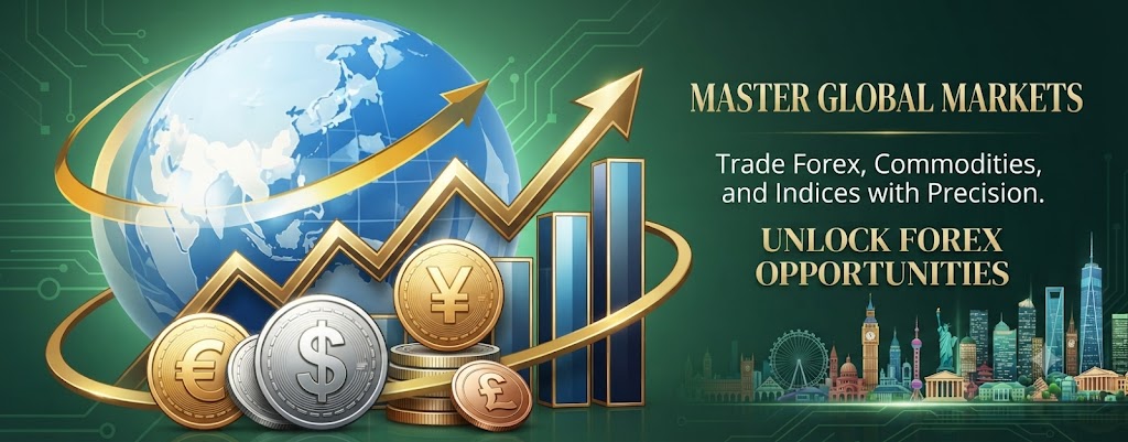 Forex candlestick chart with neon green trend line